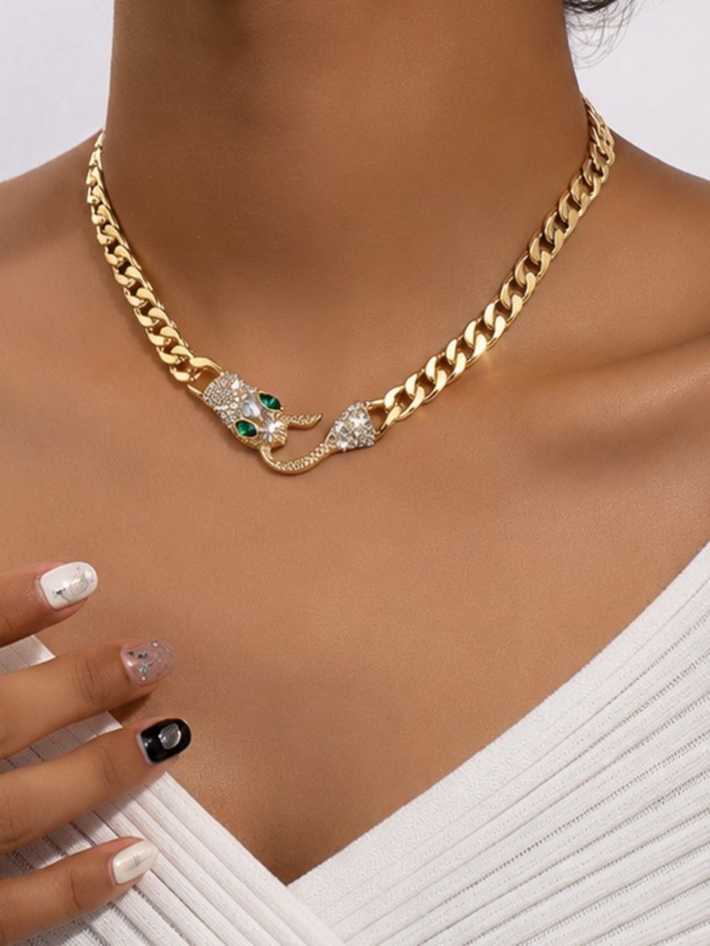 Luxury Serpentine Gold Link Necklace